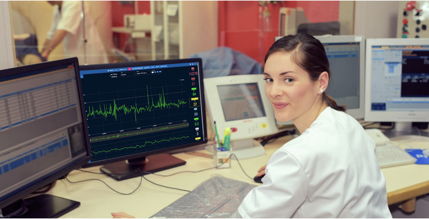Clinician using BIOX Smart Hospital solution on a tablet