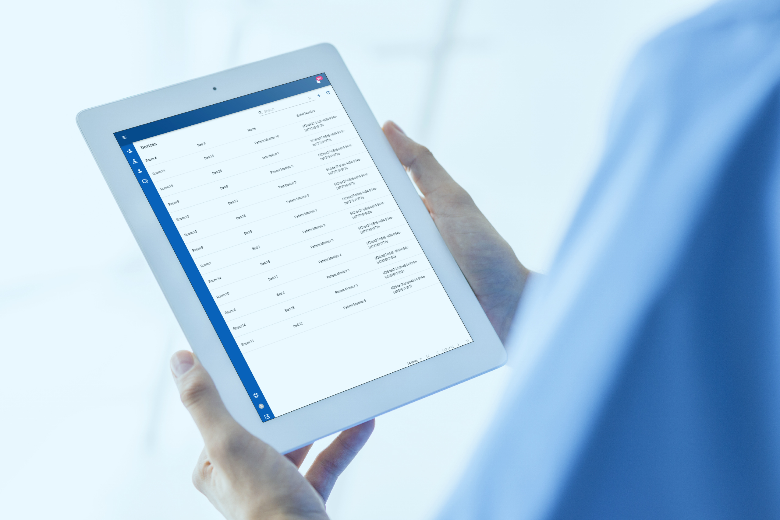 Doctor reviewing positive patient outcomes on a monitor